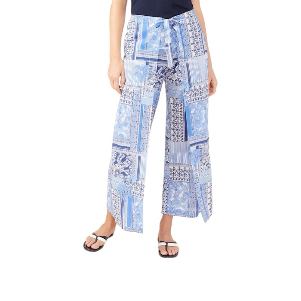 J. McLaughlin Eugene Pant in White Blue Palm Park | XS NWT